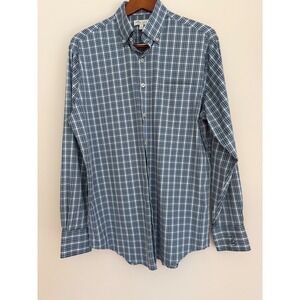 Peter Millar Summer Comfort Mens Medium Blue Plaid Performance Button Down Shirt